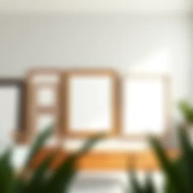 Customizable options for a 26 x 19 frame displayed with various materials