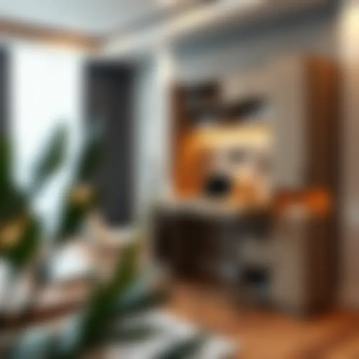 Aesthetic desk integration in a contemporary living space