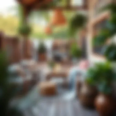 Cozy outdoor Bohemian lounge area