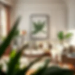 Chic living room decor with plants and cushions