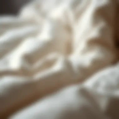 Close-up of luxurious fabric texture of an all-in-one duvet