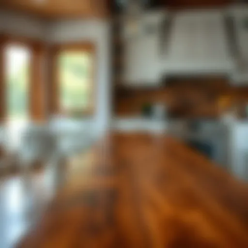 Elegant butcher block laminate countertop showcasing rich wood grain