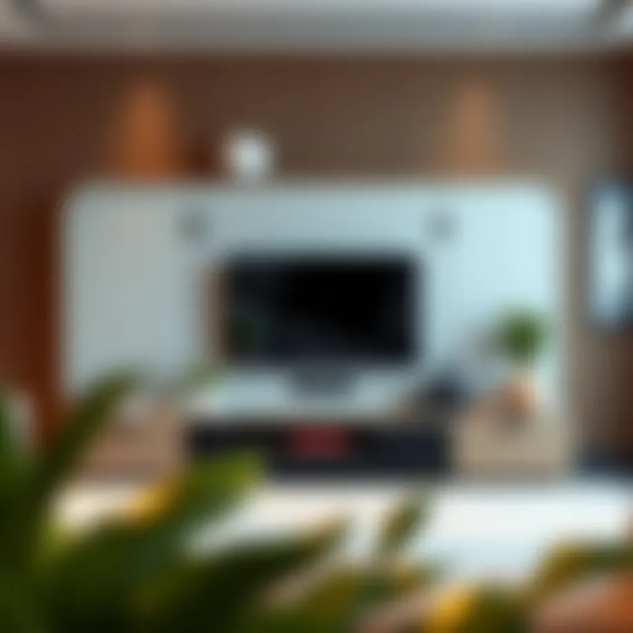 Modern entertainment center showcasing a 65 inch TV with stylish decor