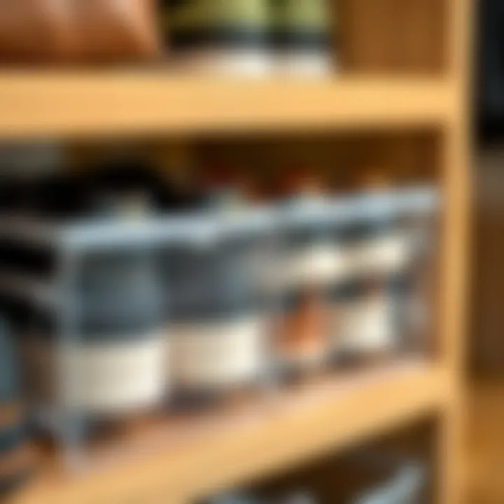 Detailed close-up of clear pocket shoe organizer showcasing its features