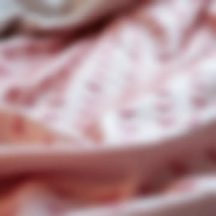 Close-up of soft fabric textures of heart sheet sets