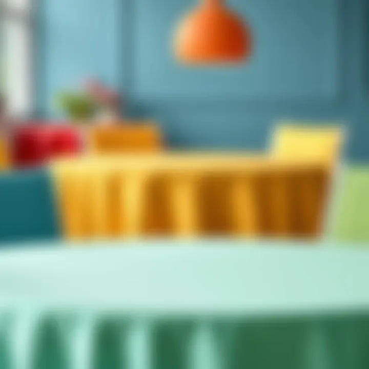 A selection of colorful plastic tablecloths arranged creatively.