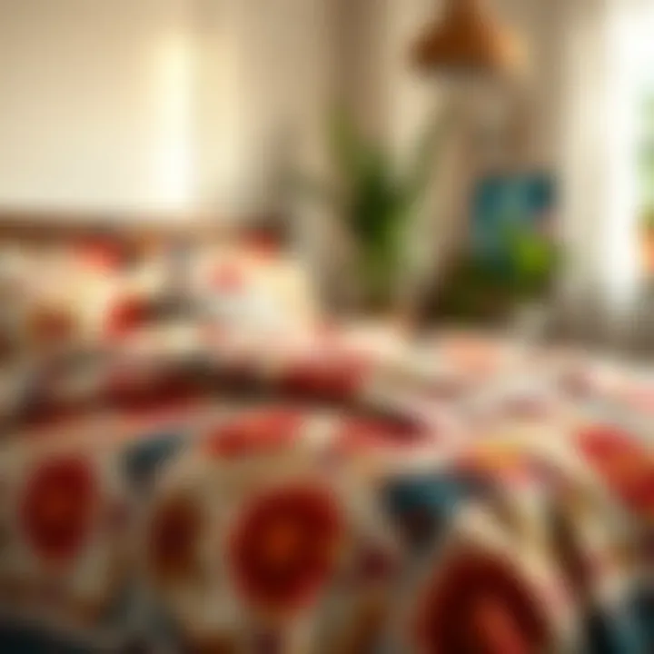Colorful Patterned Bedspread for Cozy Vibes Colorful patterned bedspread enhancing a cozy atmosphere