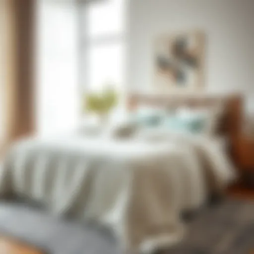 Luxurious bedspread in a modern bedroom setting