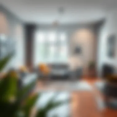 Stylish futon frame in a contemporary living room setting