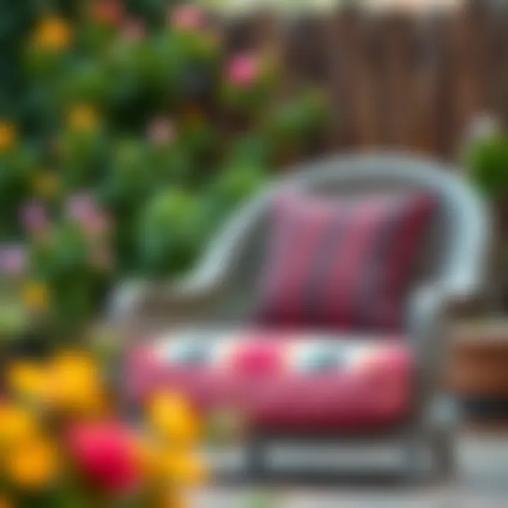 A well-maintained patio chair with vibrant cushion