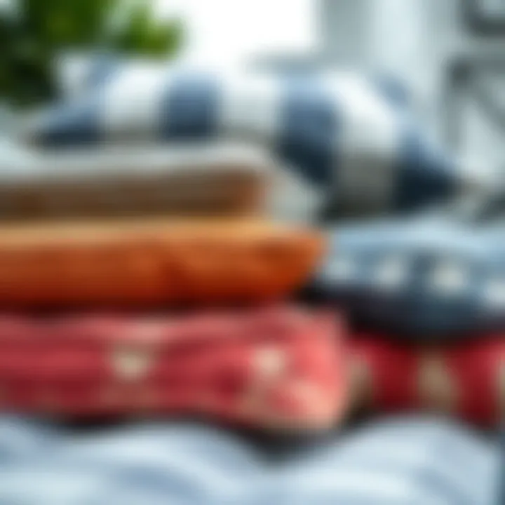 Close-up of different materials for patio chair cushions