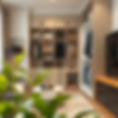 Stylish five-foot closet system integrated into modern home decor.