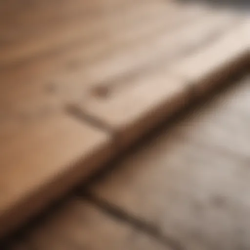 Close-up view of a damaged bed slat showcasing cracks and breaks