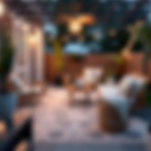 A stylish outdoor patio rug enhancing a beautifully decorated patio space