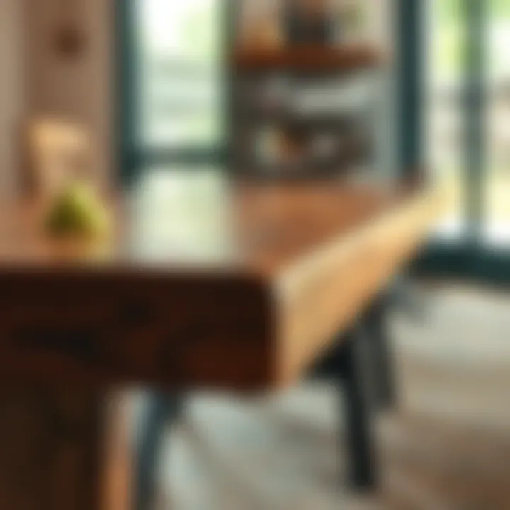 Close-up of the materials used in a customizable farmhouse table