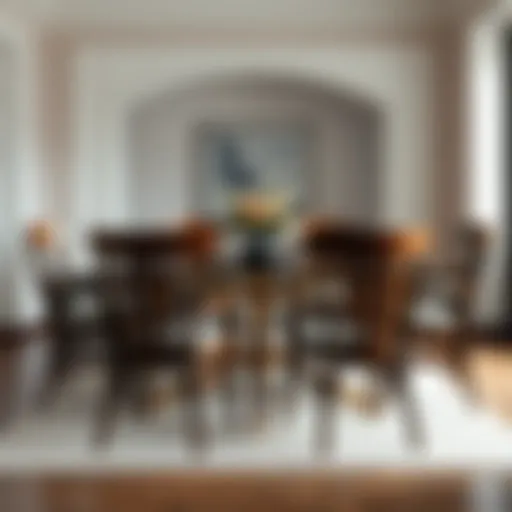 Elegant wooden dining chairs arranged around a modern table