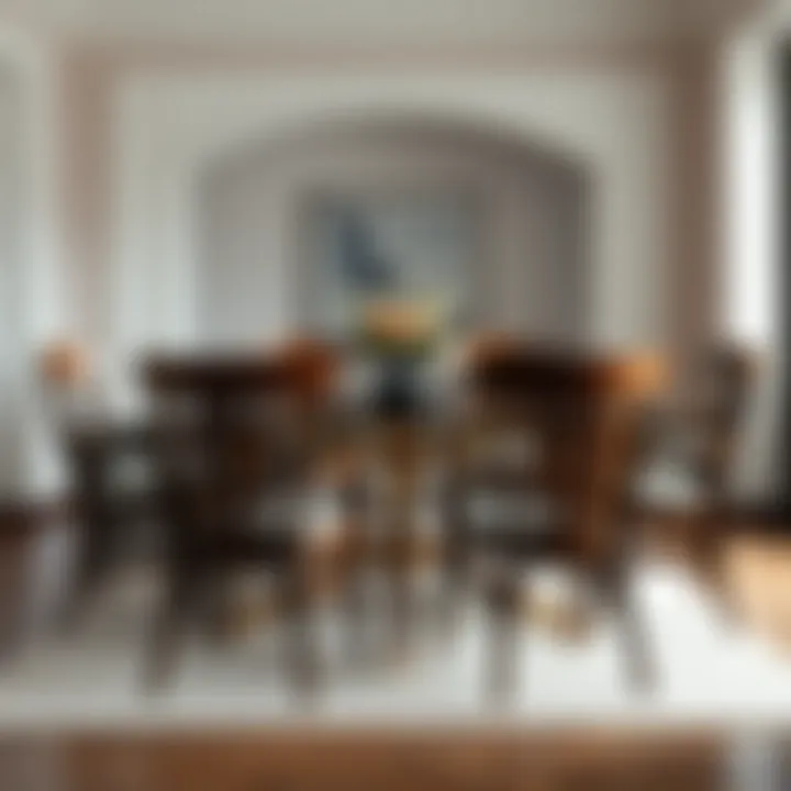 Elegant wooden dining chairs arranged around a modern table