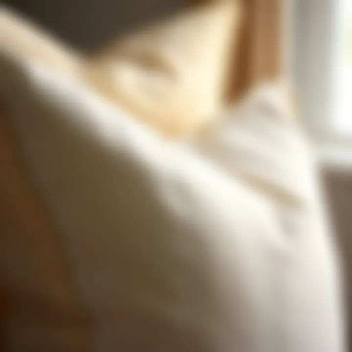 Close-up of a soft fabric texture of a decorative pillow, highlighting quality and comfort.