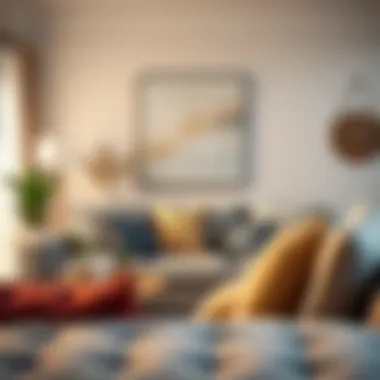 Stylishly arranged living room featuring decorative pillows enhancing the aesthetic.