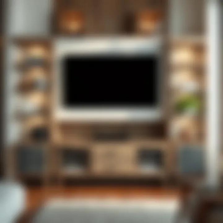 Contemporary Style with Open Shelving Features Contemporary entertainment center with open shelving