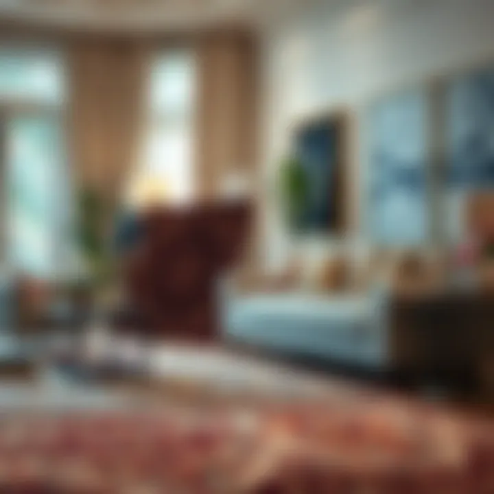 Customer reviewing a Safavieh rug in an elegant home environment