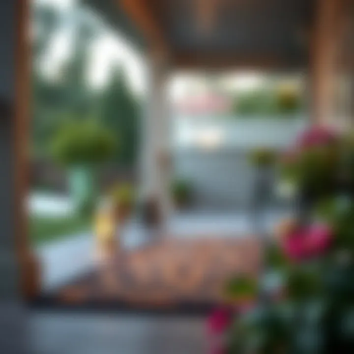 Durable outdoor entry mat on a porch