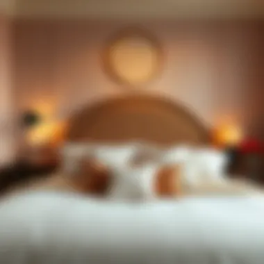 Brown headboard complementing a chic bedroom color palette