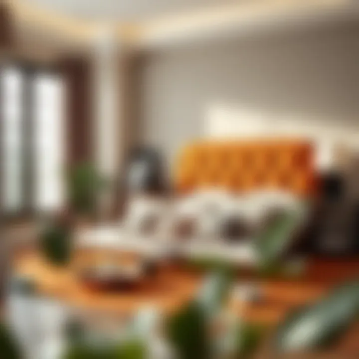 Stylish brown upholstered headboard in a cozy room