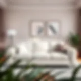 Stylish white couch in a modern living room setting, showcasing elegance and simplicity.