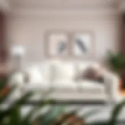 Stylish white couch in a modern living room setting, showcasing elegance and simplicity.