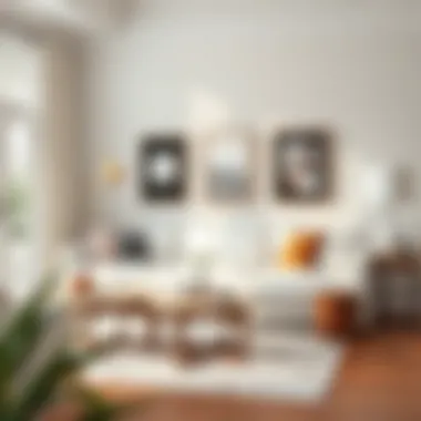 Cohesive design featuring a white couch complemented by tasteful decor and accessories.