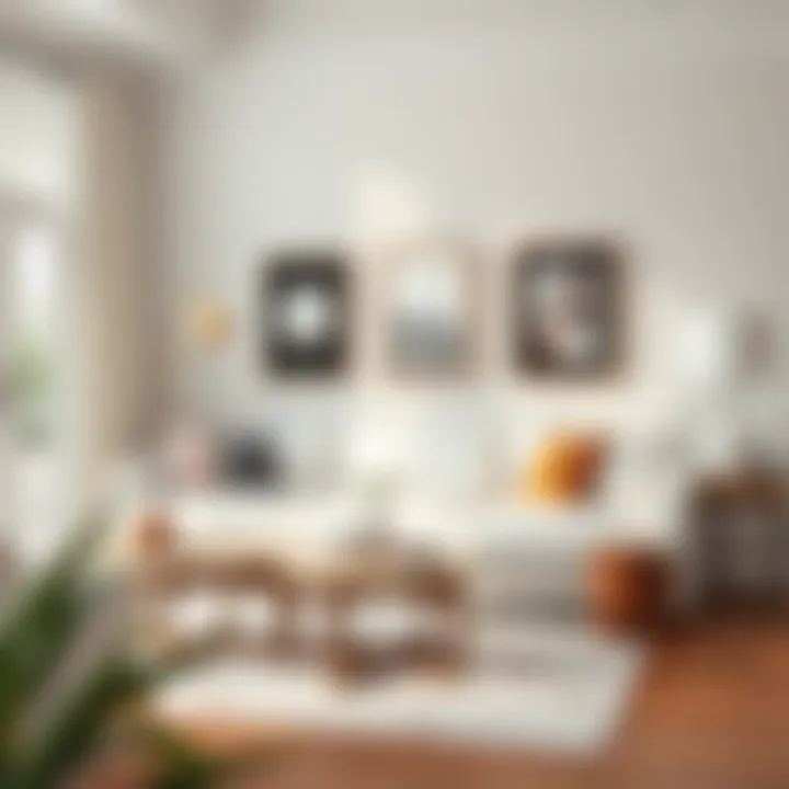 Cohesive design featuring a white couch complemented by tasteful decor and accessories.