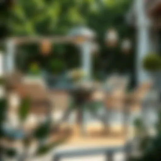 Chic outdoor dining chairs arranged on a patio