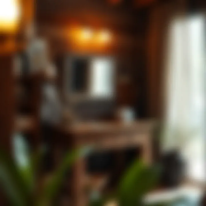 Rustic Wooden Vanity Inspiration Rustic wooden vanity in a cozy space