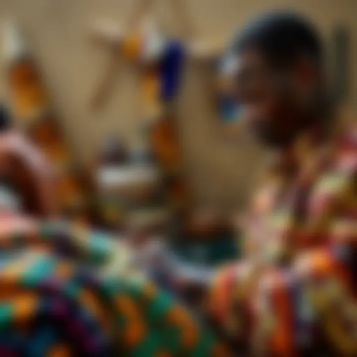 Artisan crafting African print textiles with attention to detail