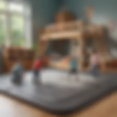 Children playing safely on two-inch thick foam mats in a play area