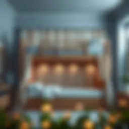 Stylish bottom bunk bed adorned with elegant curtains