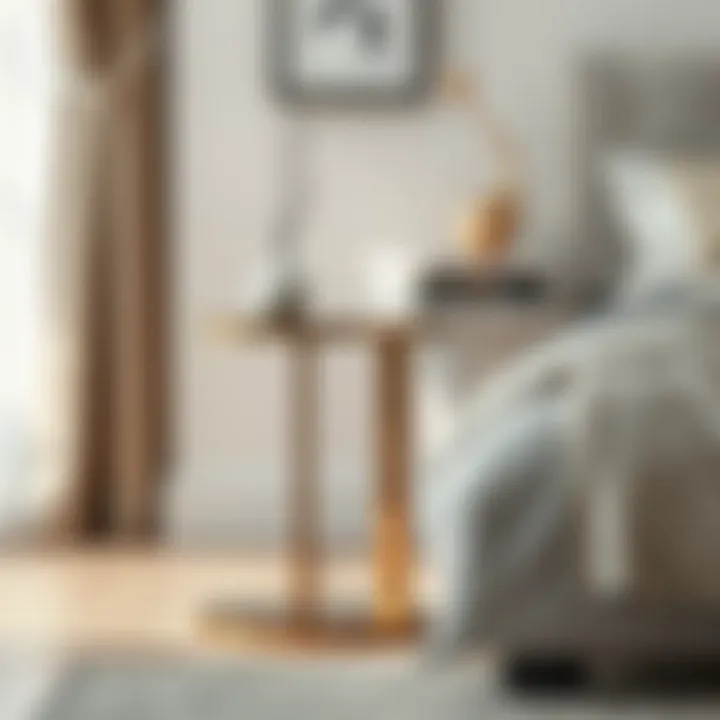 Stylish metal C table featuring a sleek finish, perfect for adding a contemporary touch to any bedroom.