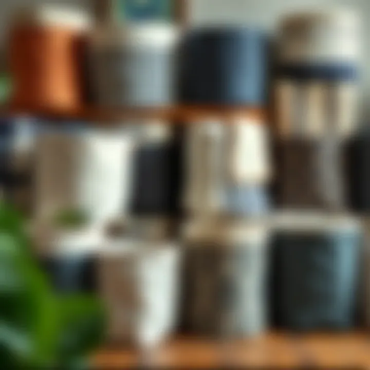 Various designs of canvas storage bins displayed together