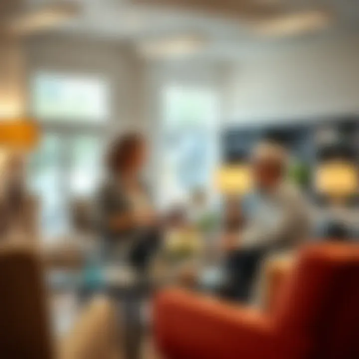 Interior designer consulting with homeowner about furniture choices