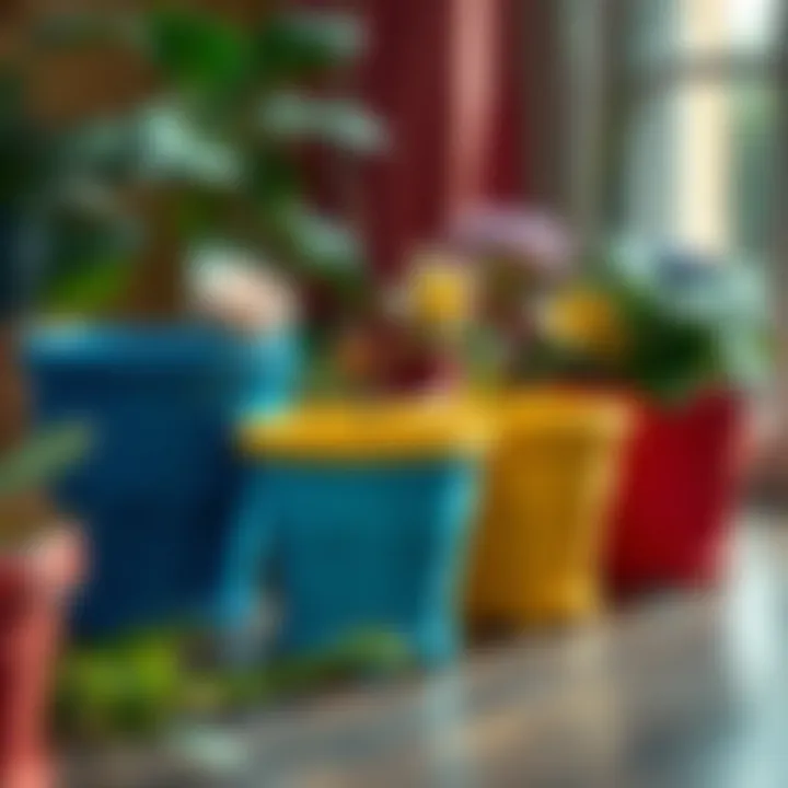 DIY customization options for personalizing colorful plastic pots.