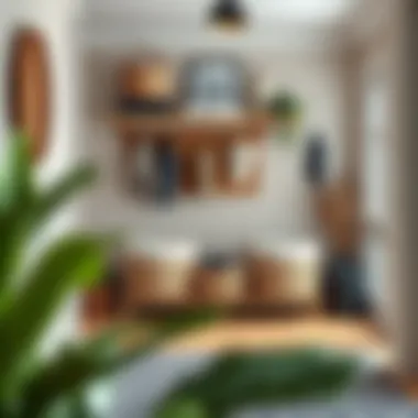 Stylish entryway storage with decorative baskets