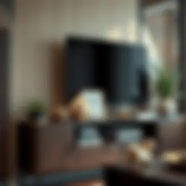 Stylish dark wood console showcasing decorative items