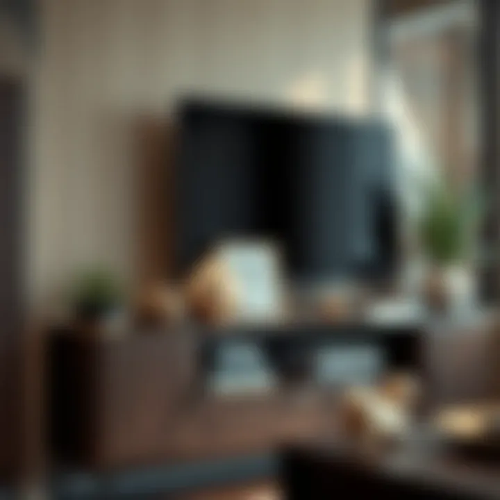 Stylish dark wood console showcasing decorative items