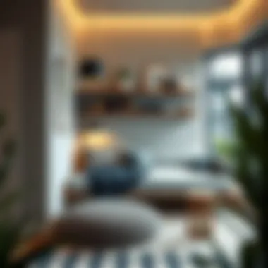 Cozy corner showcasing a daybed and decorative shelves