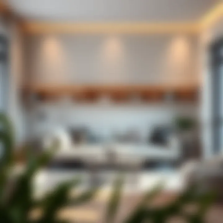 Modern living room featuring a daybed with shelves