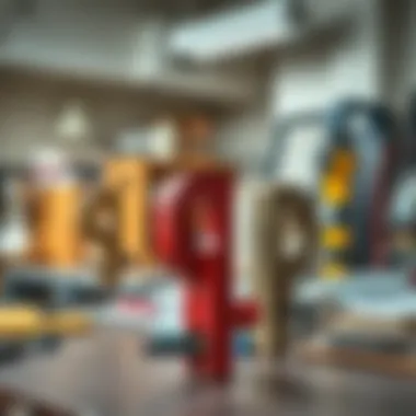 Contemporary workspace featuring decorative clamps as accent pieces