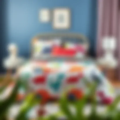 Vibrant dinosaur-themed bedding set featuring various dinosaur prints