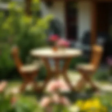 Versatile wooden bistro table set in a garden setting