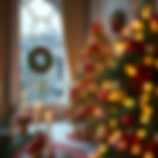 A beautifully decorated Christmas tree with an elegant stand